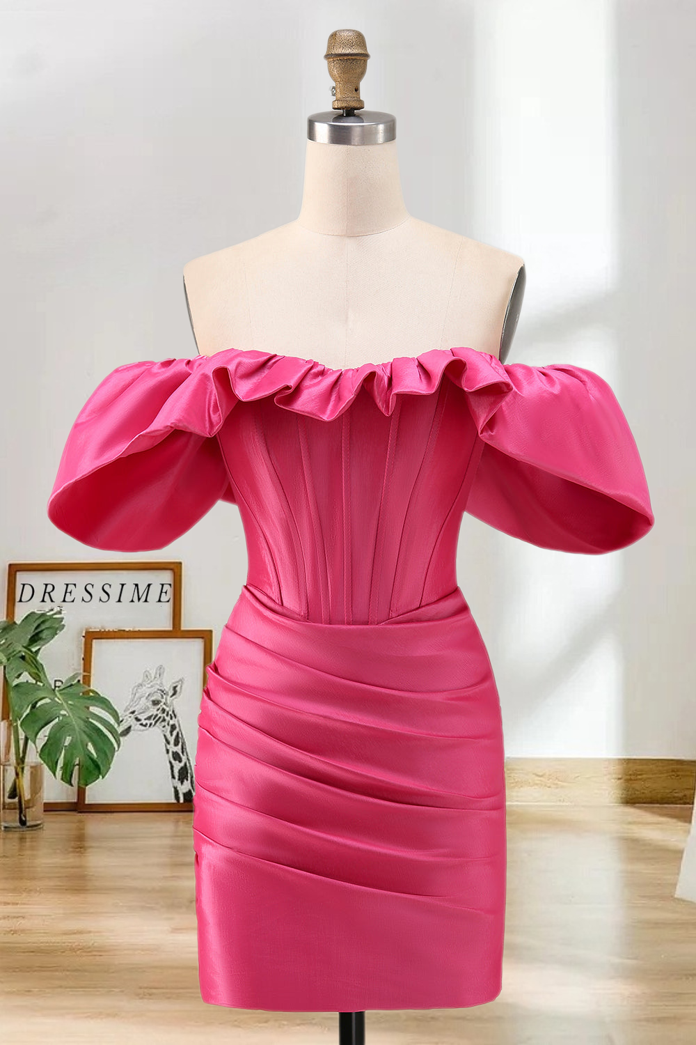 Dressime Bodycon Corset Off The Shoulder Mini Homecoming Dress