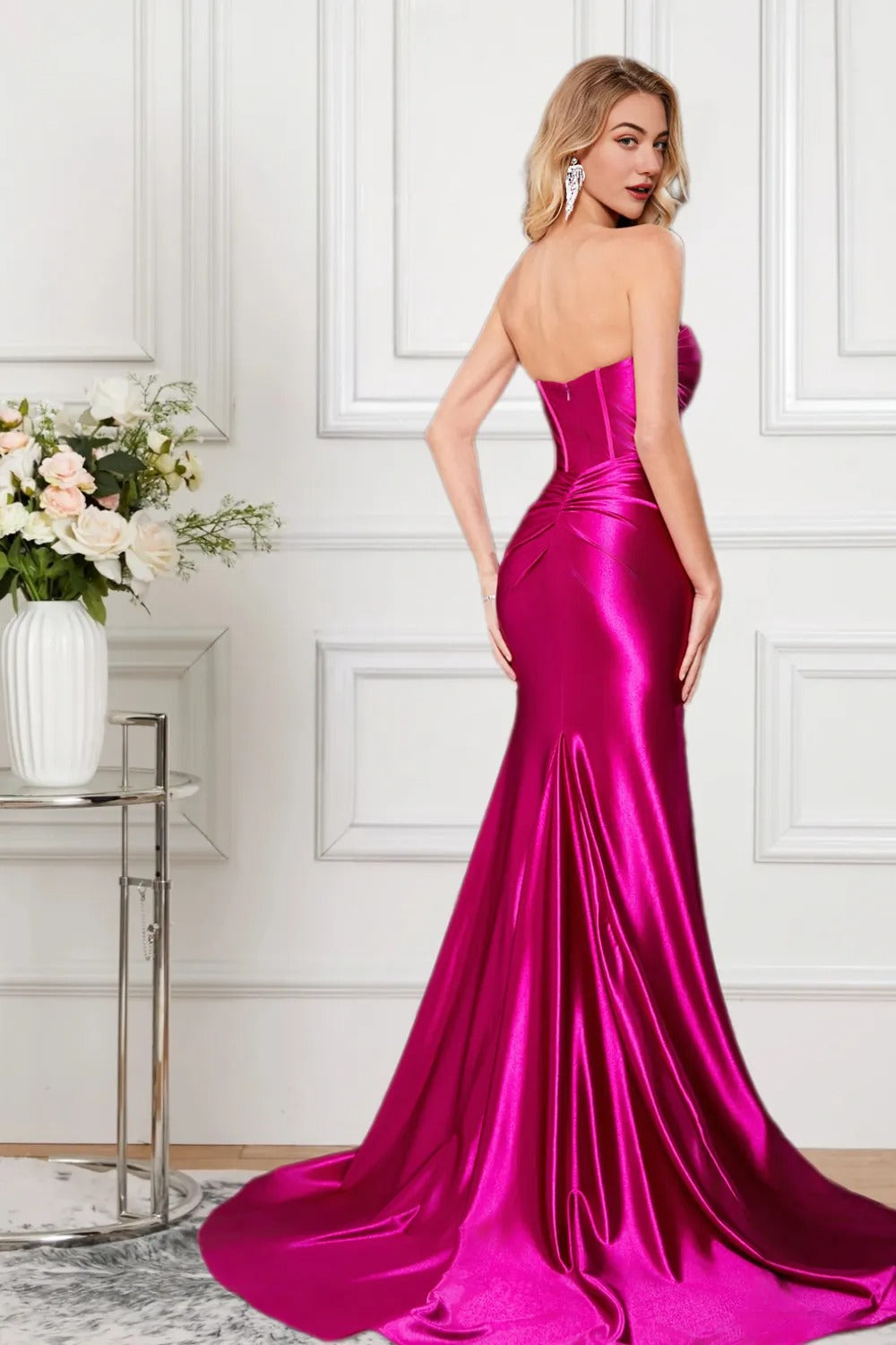 Dressine Sparkly Mermaid Sweetheart Metallic Long Formal Dress with Slit