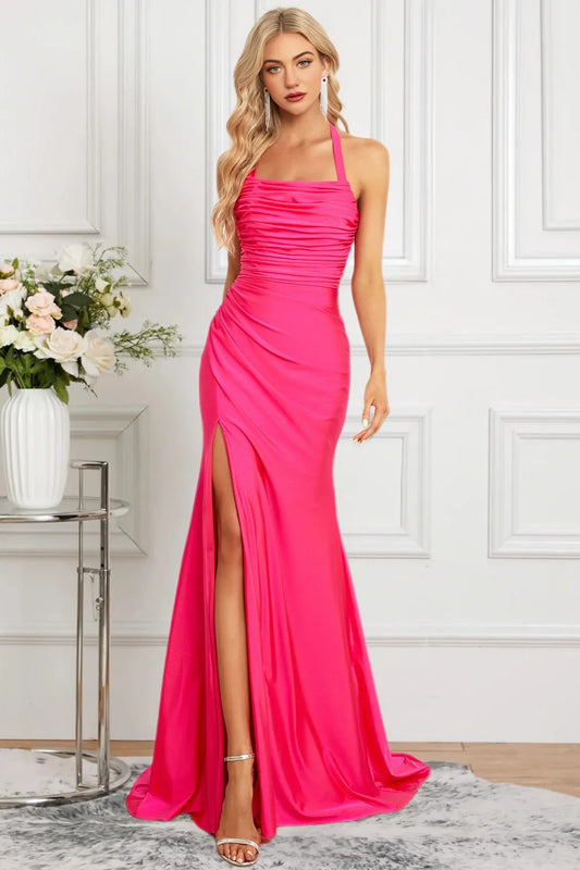 Dressine Mermaid Halter Long Formal Dress with Slit