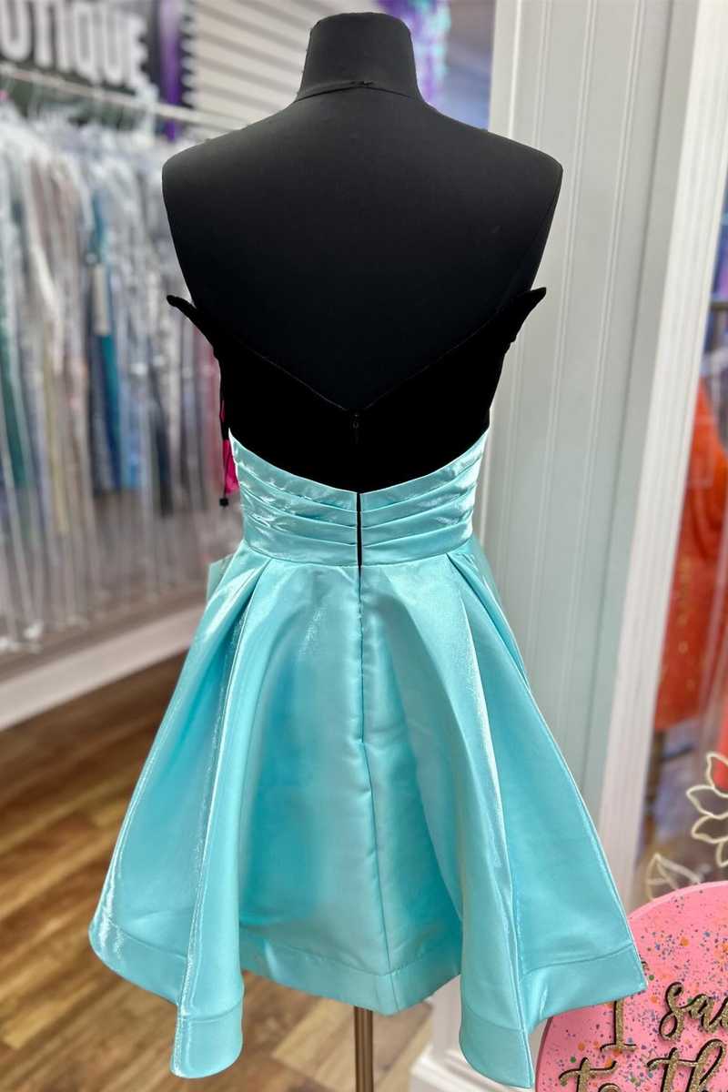 Dressime Fitted Strapless Velvet Mini Homecoming Dress With Train