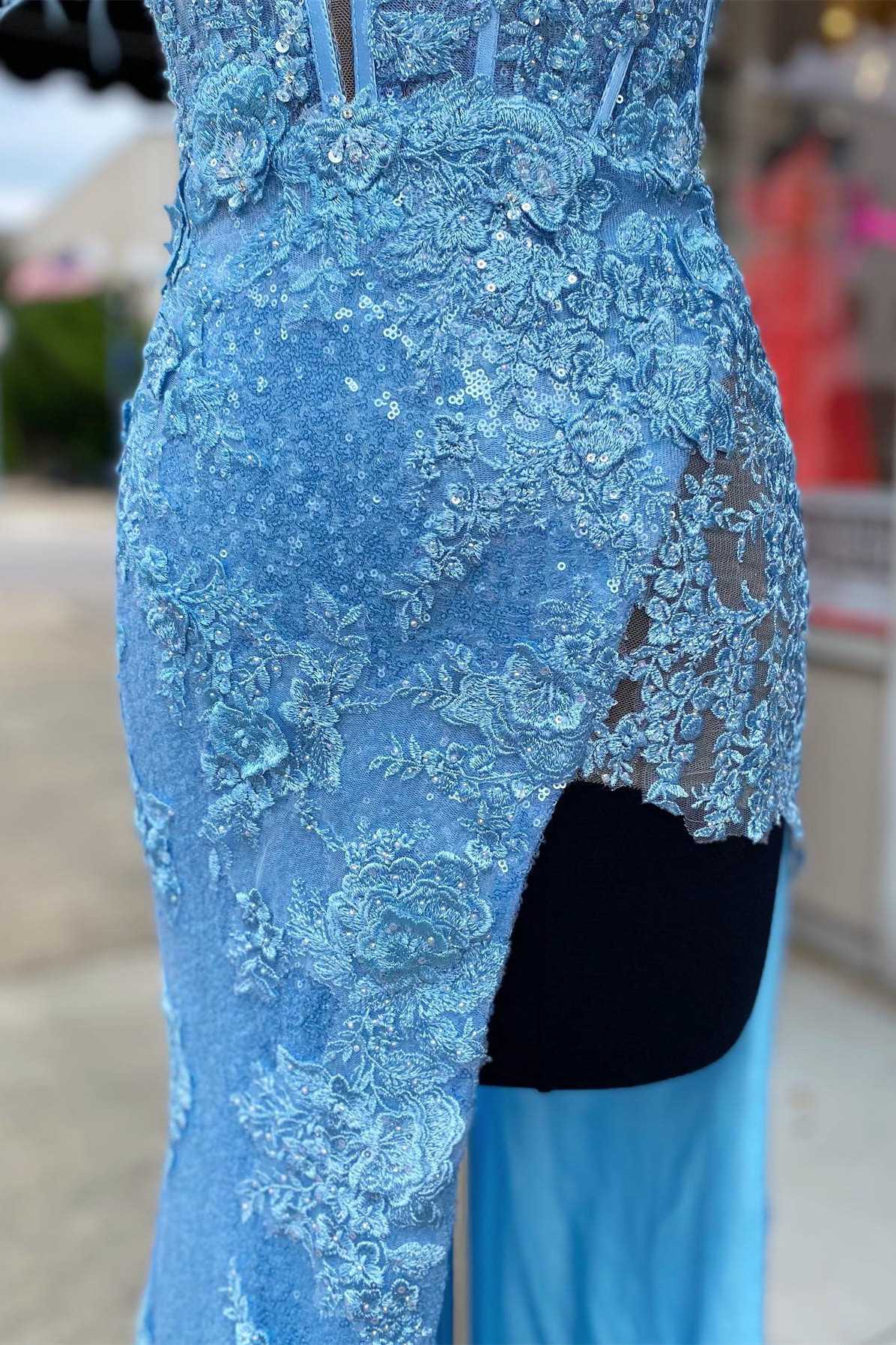 Dressime Sheath Feather Sequin Appliques Cold-Shoulder Long Prom Dress with Slit dressime