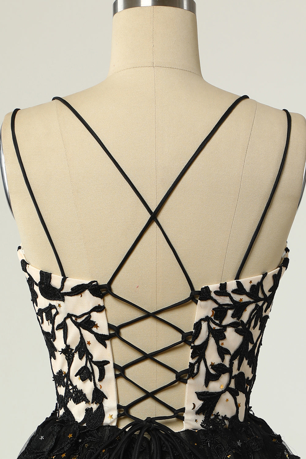 Dressime Spaghetti Strap Black Smple Lace Cheap Sexy Homecoming Prom Dress dressime