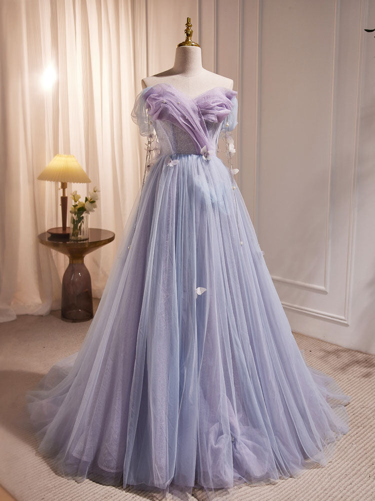 Dressime Vintage A-Line Off The Shoulder Tulle Long Party Dress