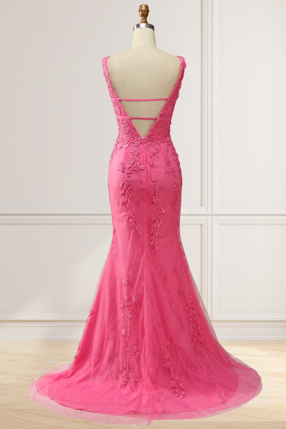 Dressime Mermaid Lace V Neck Prom Dresses With Applique And Sash