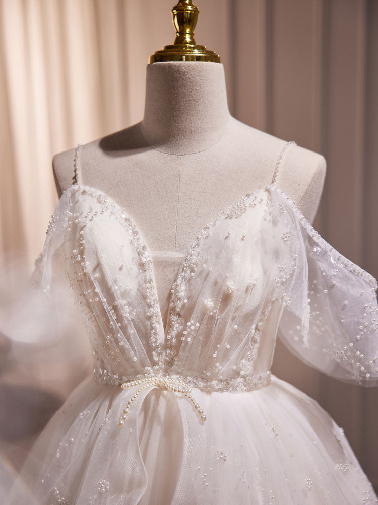 Dressime A Line V Neck Tulle Beading Short Party Dress