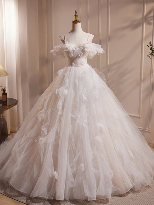 Dressime A Line Off Shoulder Tulle Ruffled Long Party Dress