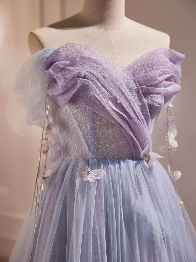 Dressime Vintage A-Line Off The Shoulder Tulle Long Party Dress