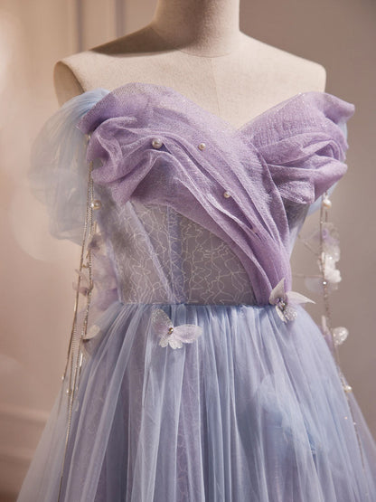 Dressime Vintage A-Line Off The Shoulder Tulle Long Party Dress