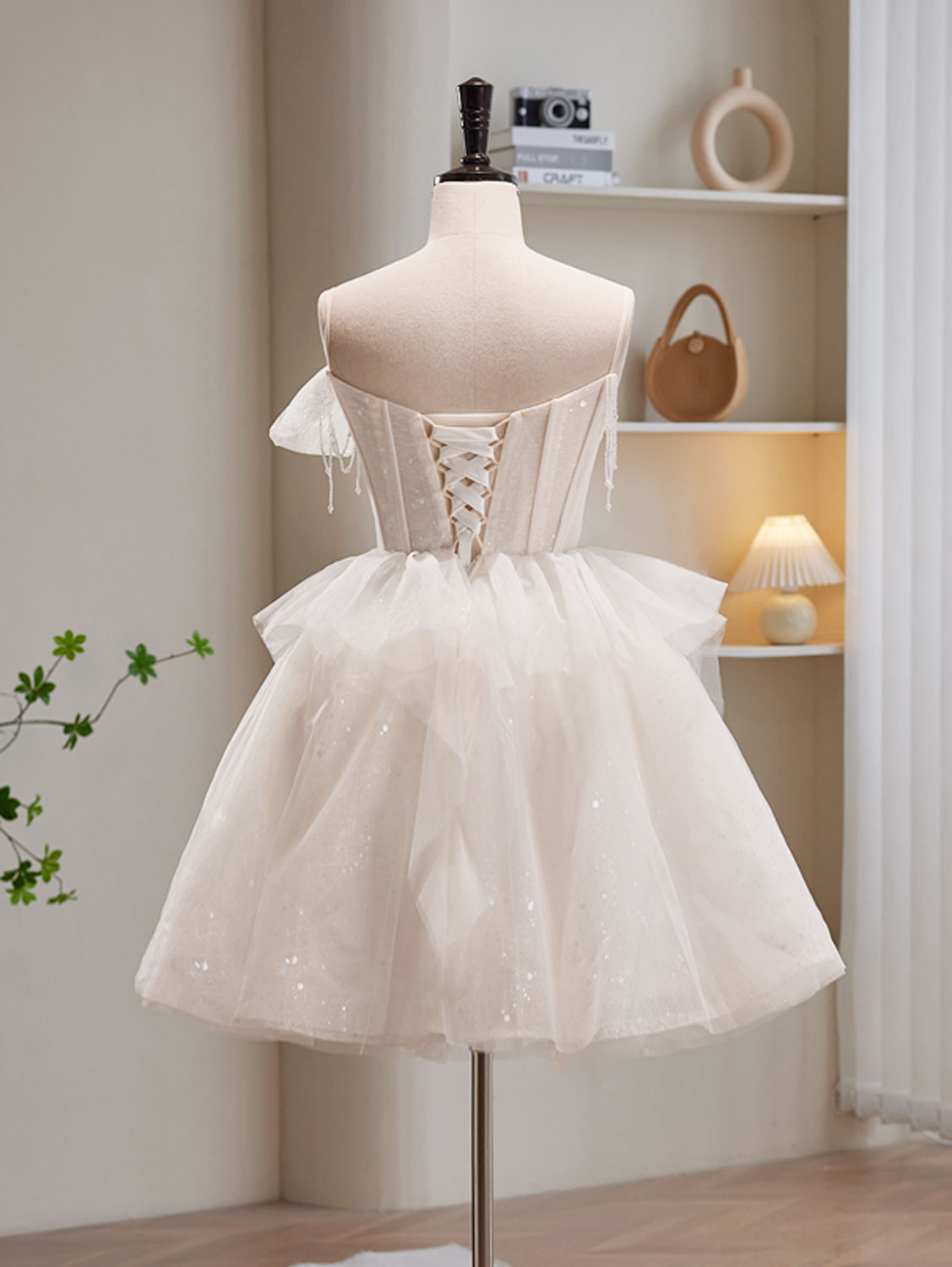 Dresime A Line Sweetheart Tulle Beading Zipper Long Party Dress