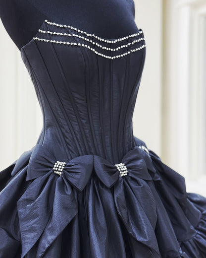 Dressime A Line Strapless Satin Short/Mini Homecoming Dress With Bow