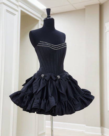 Dressime A Line Strapless Satin Short/Mini Homecoming Dress With Bow