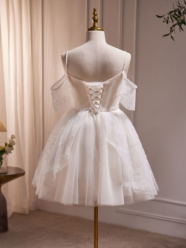 Dressime A Line V Neck Tulle Beading Short Party Dress