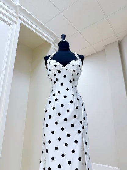 Dressime Mermaid Halter Polka Dots Long Prom Dress