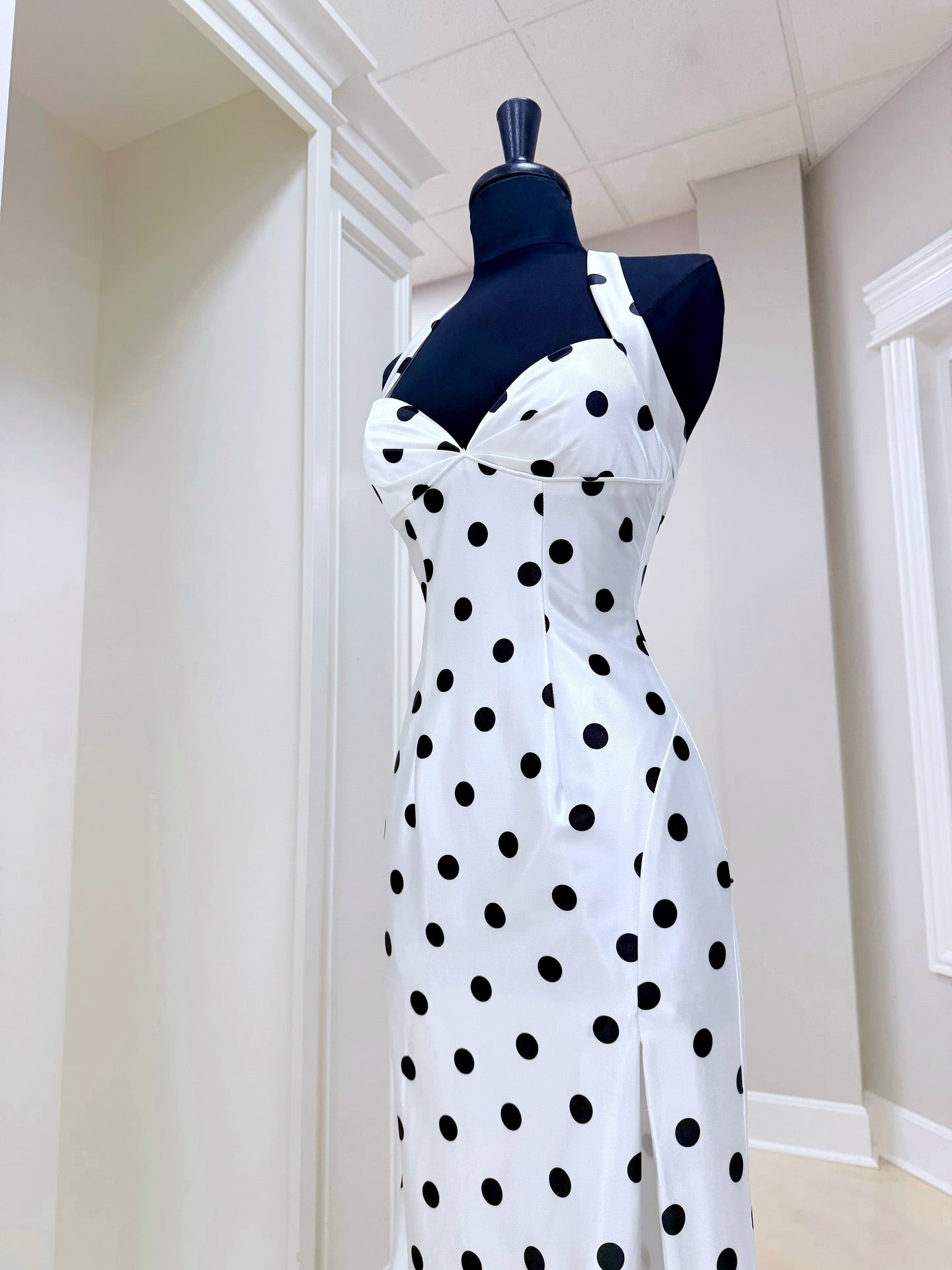 Dressime Mermaid Halter Polka Dots Long Prom Dress