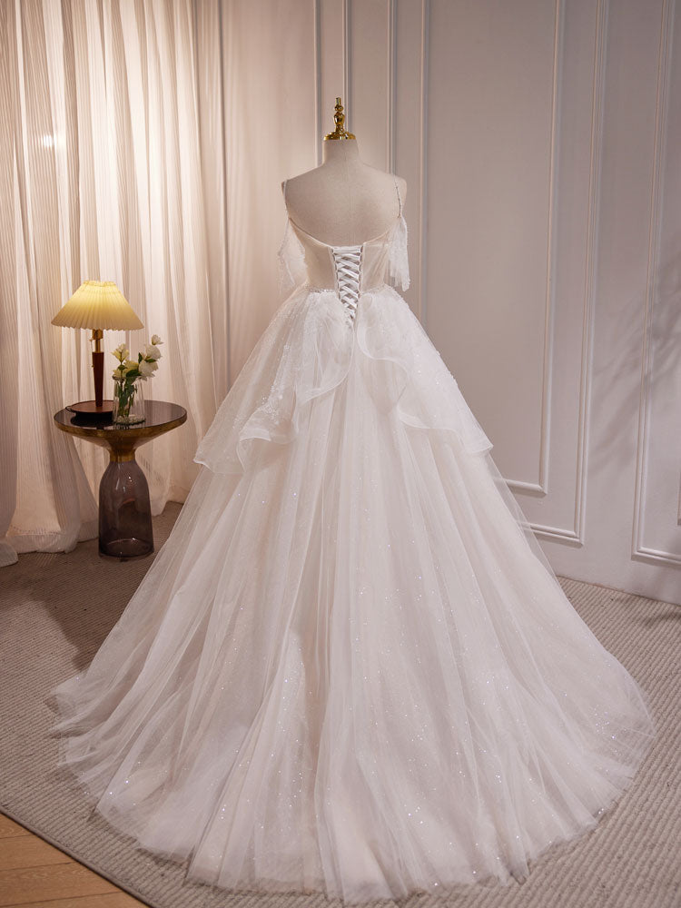 Dressime A Line V Neck Tulle Beading Long Party Dress