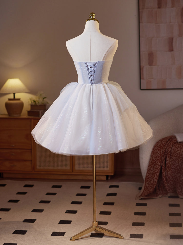Dressime A Line Sweetheart Tulle Beaed Sequin Short Party Dress