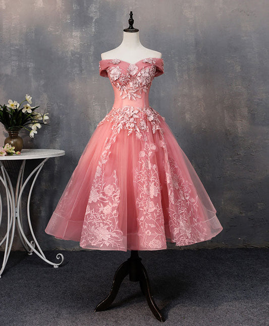 Dressime Ball Gown Off The Shoulder Tulle Short Party Dress With Appliques