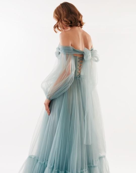Dressime A Line Sweetheart Tulle Long Sleeves Prom Dress