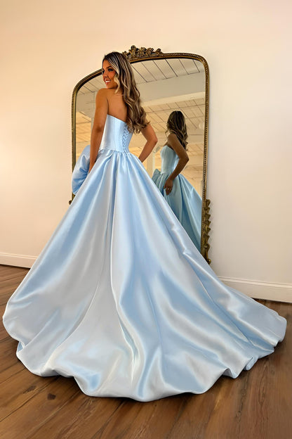Dressime Elegant A Line Strapless Corset High Low Prom Dress With 3D Flower