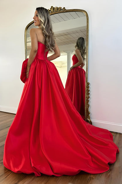 Dressime Elegant A Line Strapless Corset High Low Prom Dress With 3D Flower