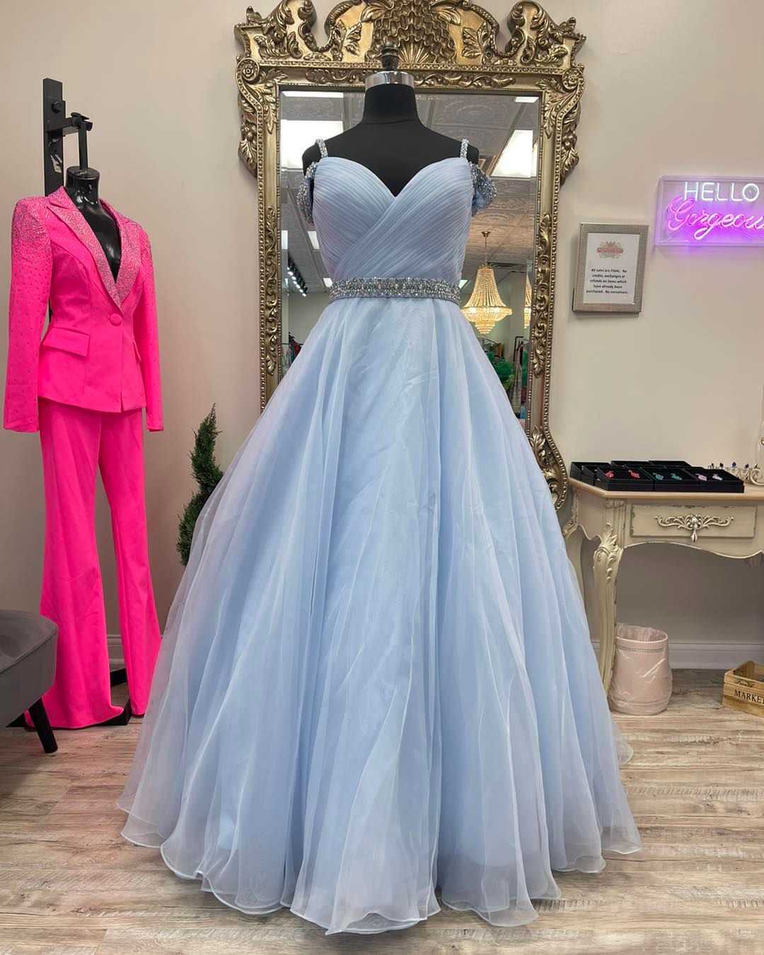 Dressime A-Line Beaded Cold-Shoulder Prom Dress With Beaded dressime