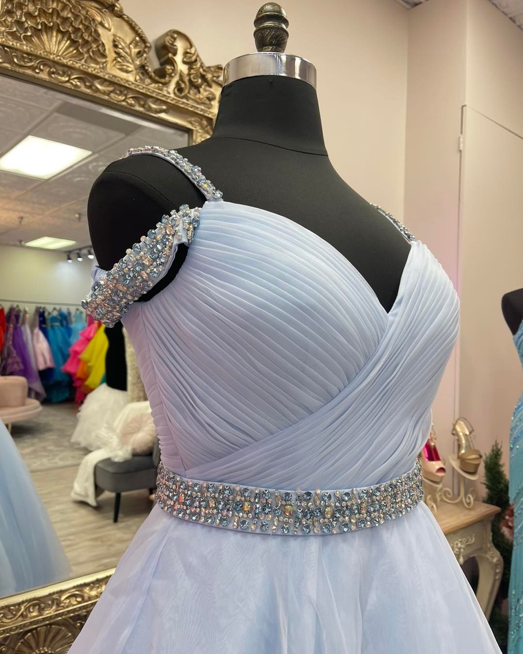 Dressime A-Line Beaded Cold-Shoulder Prom Dress With Beaded dressime