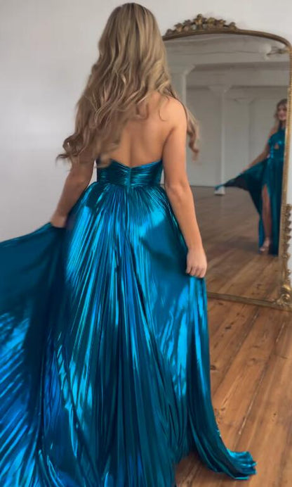 Dressime A Line Halter Satin Keyhole Long Prom Dress dressime