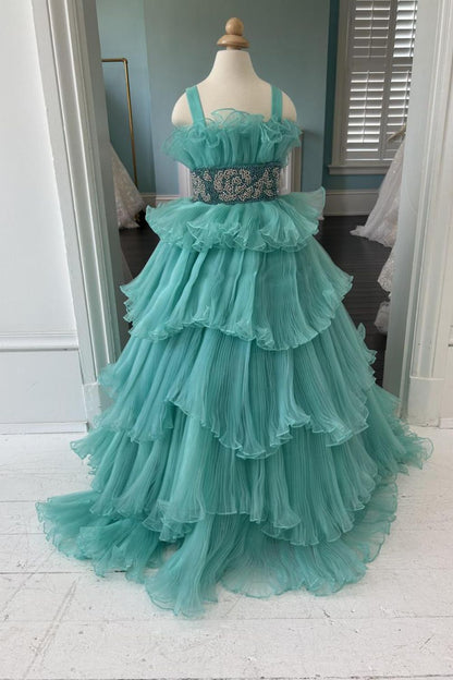 Dressime A-Line Multi-Layered Organza Straps Girl Pageant Dress with R dressime Dressime A-Line Multi-Layered Organza Straps Girl Pageant Dress with R dressime