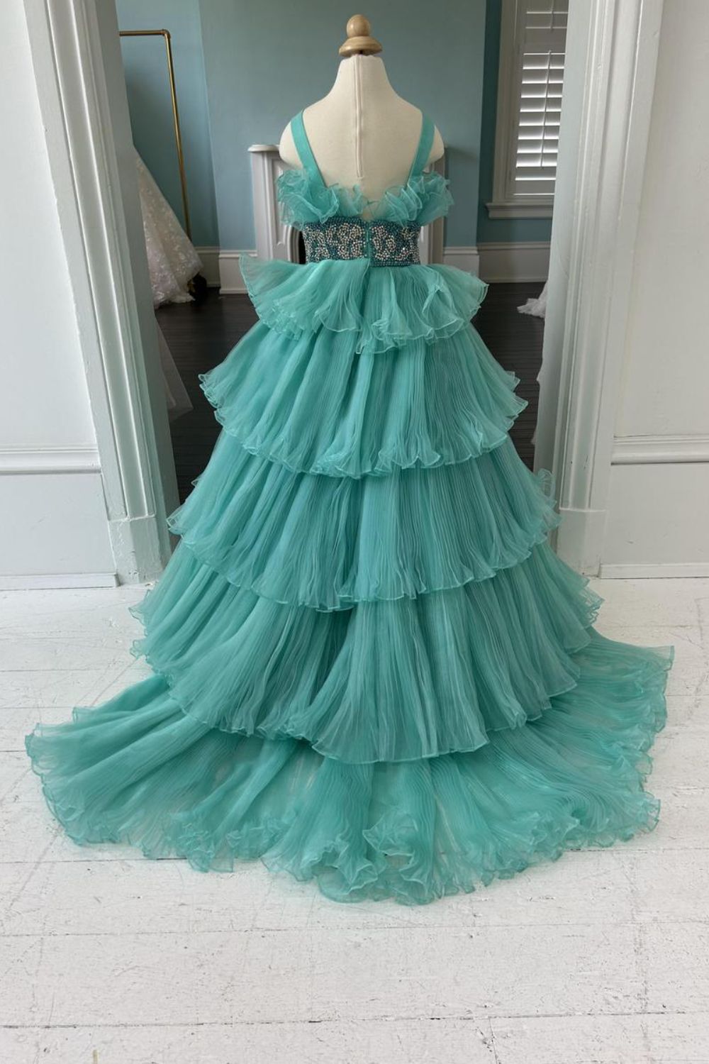 Dressime A-Line Multi-Layered Organza Straps Girl Pageant Dress with R dressime Dressime A-Line Multi-Layered Organza Straps Girl Pageant Dress with R dressime