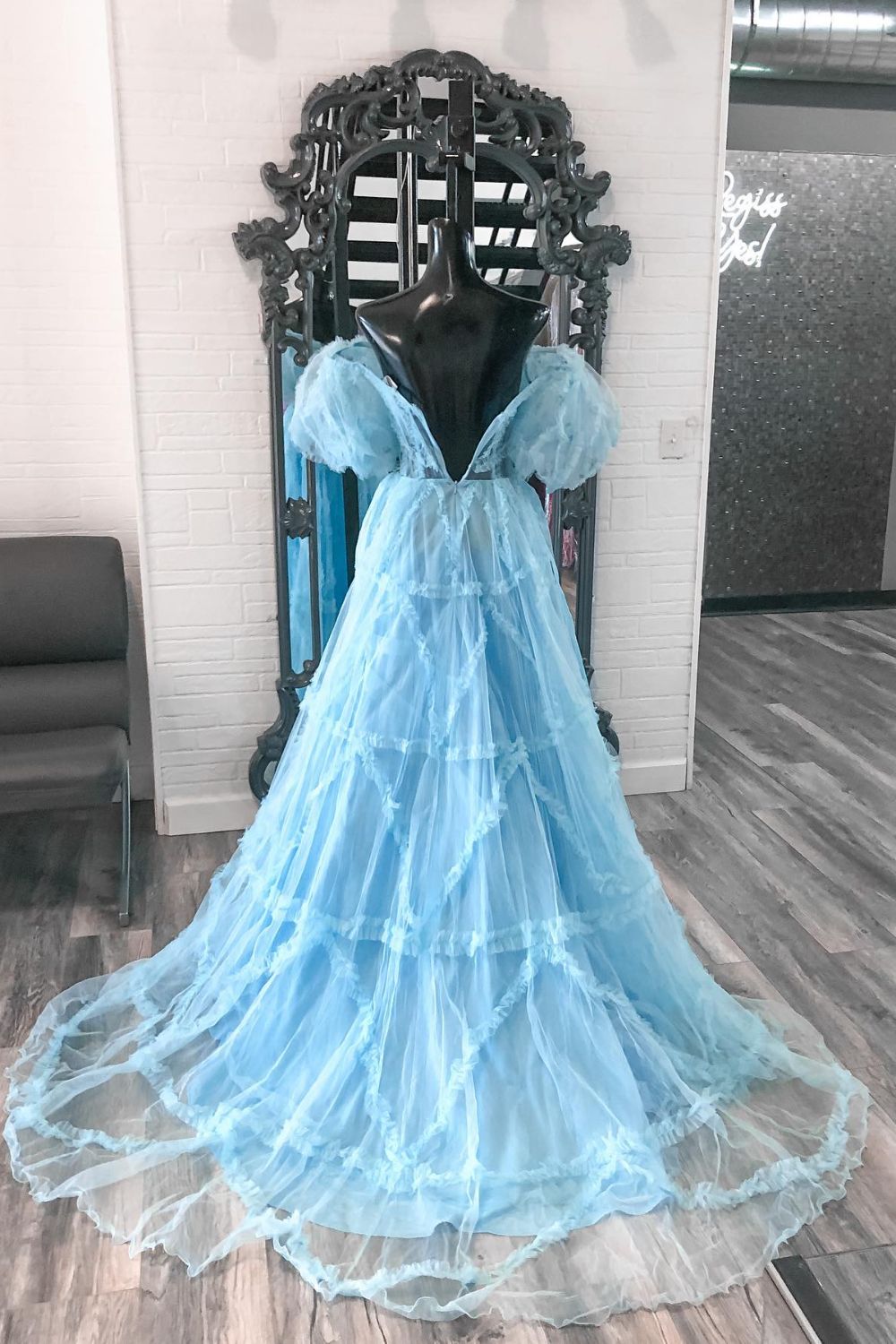 Dressime A Line Off the Shoulder Tulle Prom Dresses dressime Dressime A Line Off the Shoulder Tulle Prom Dresses dressime