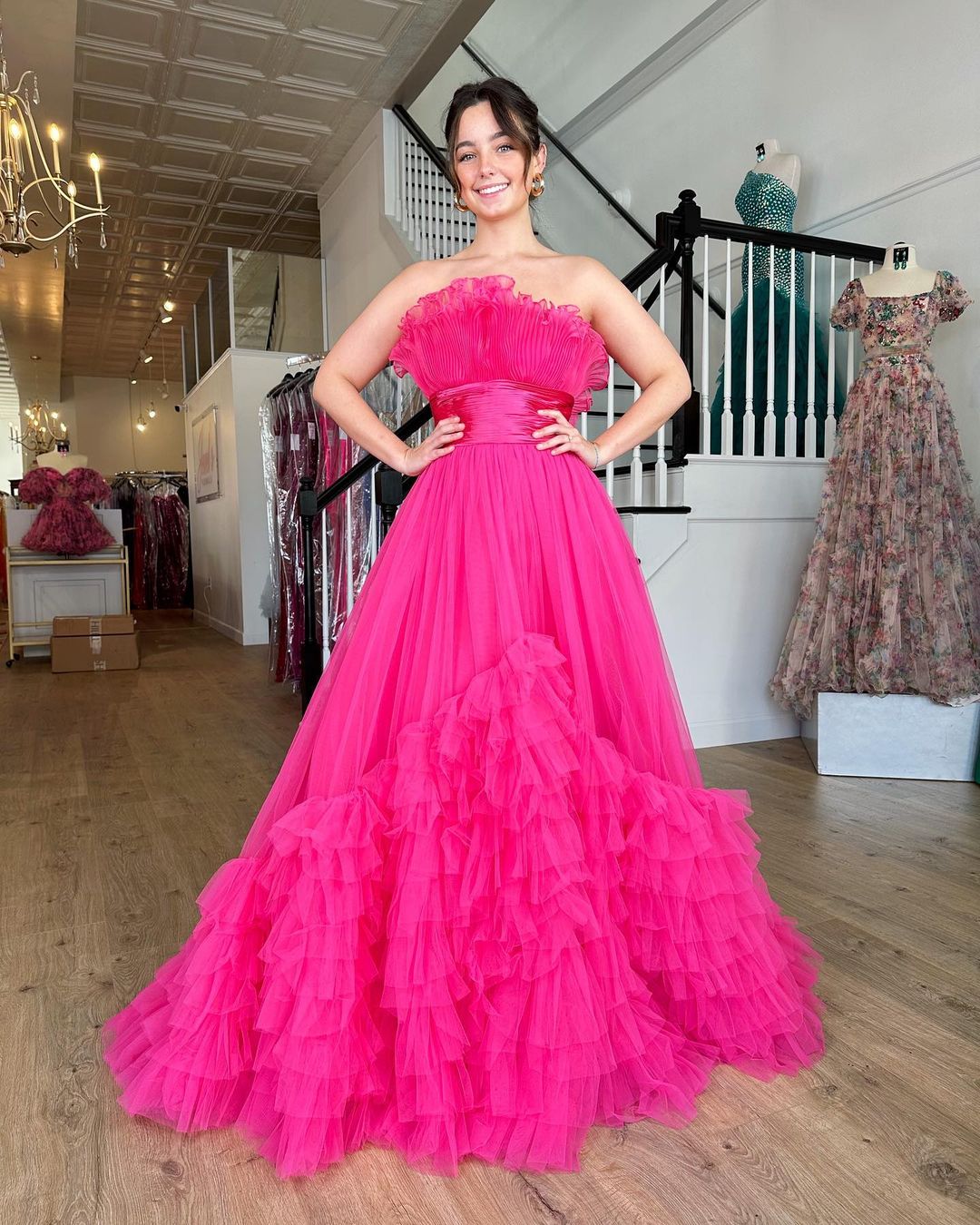 organza ruffle prom dress Unique Ruffled Tiered Orange Organza Puff Prom Gown