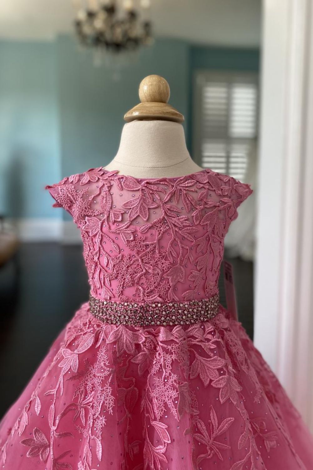 Dressime A-Line Scoop Neck Tulle Girl Pageant Dress with Applique dressime