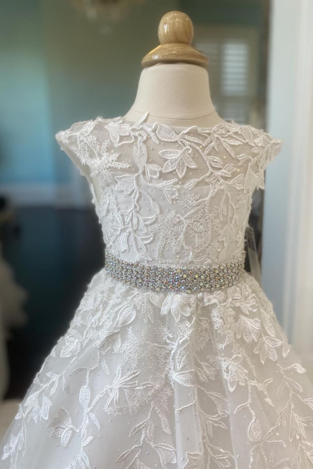 Dressime A-Line Scoop Neck Tulle Girl Pageant Dress with Applique dressime