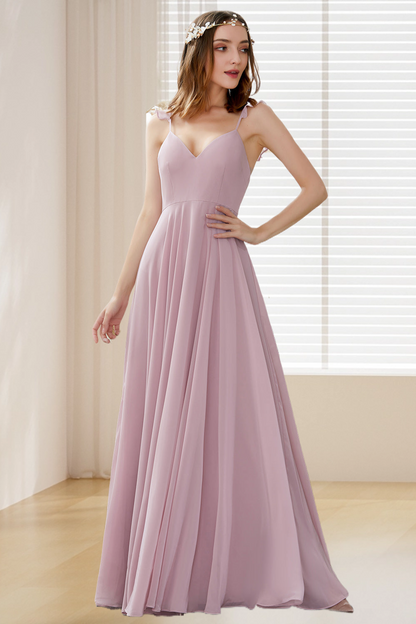 Dressime A Line Spaghetti Straps Chiffon Bridesmaid Dress dressime
