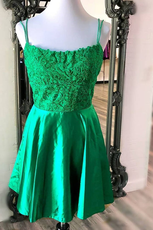 Emerald Short Formal Dress Green Satin Short Homecoming Dress, Cute Off the Shoulder Knee Length Emerald Short Formal Dress Green Satin Short Homecoming Dress, Cute Off the Shoulder Knee Length