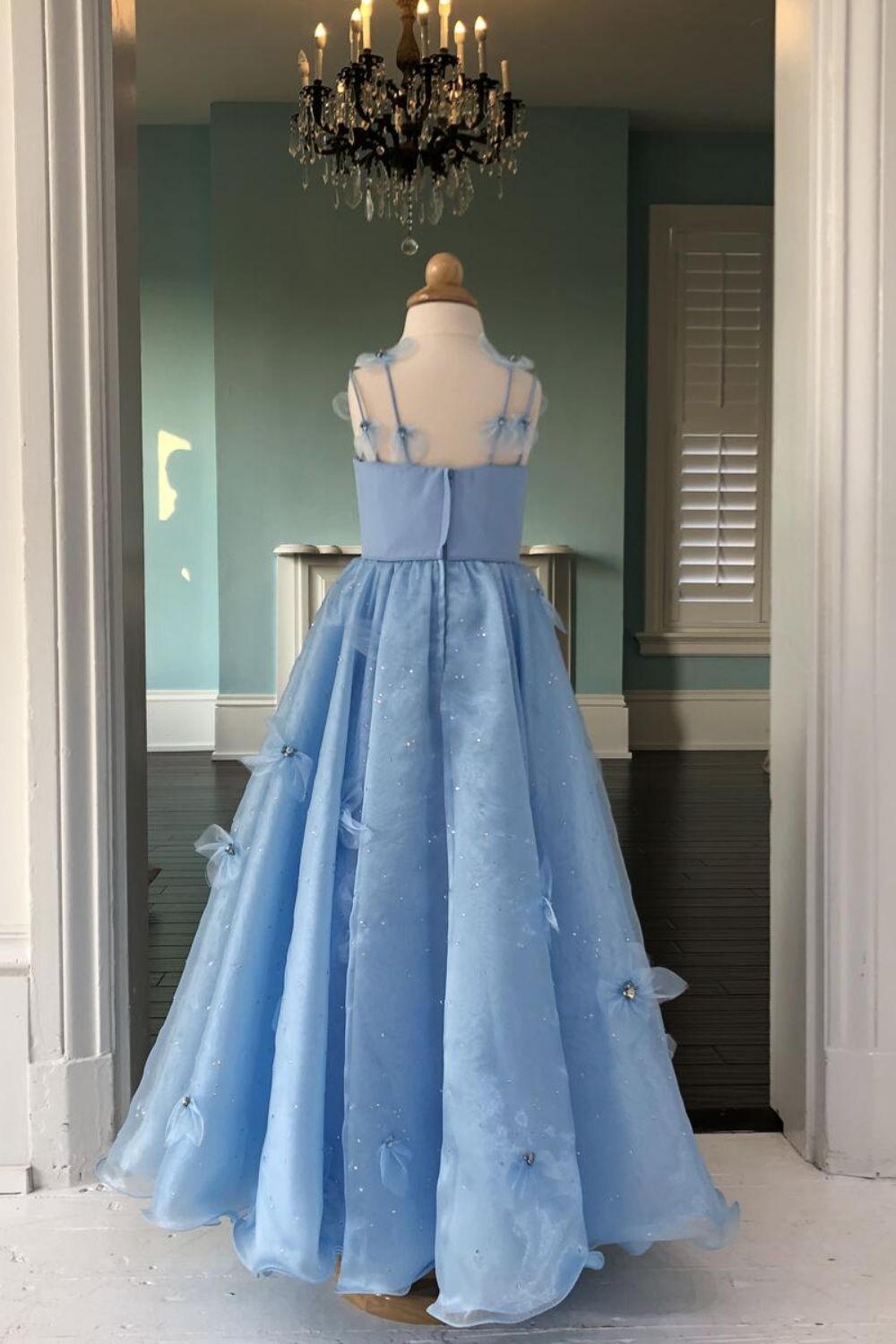Dressime A Line Spaghetti Straps Tulle Girl Pageant Dress With 3D Flow dressime Dressime A Line Spaghetti Straps Tulle Girl Pageant Dress With 3D Flow dressime