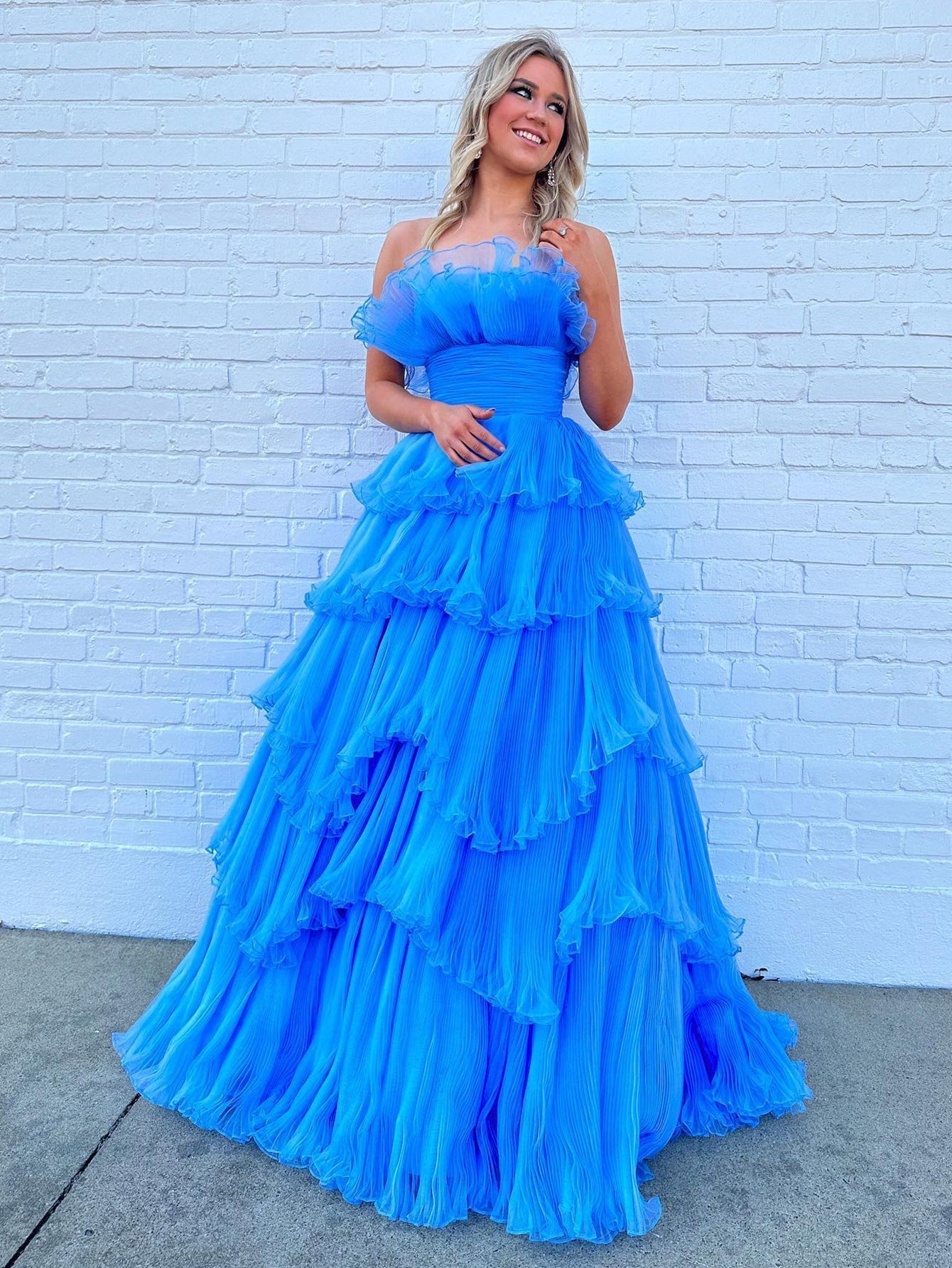 blue dress with ruffles at the bottom Sincerely Fabulous Navy Blue Satin Smocked Ruffled Maxi Dress