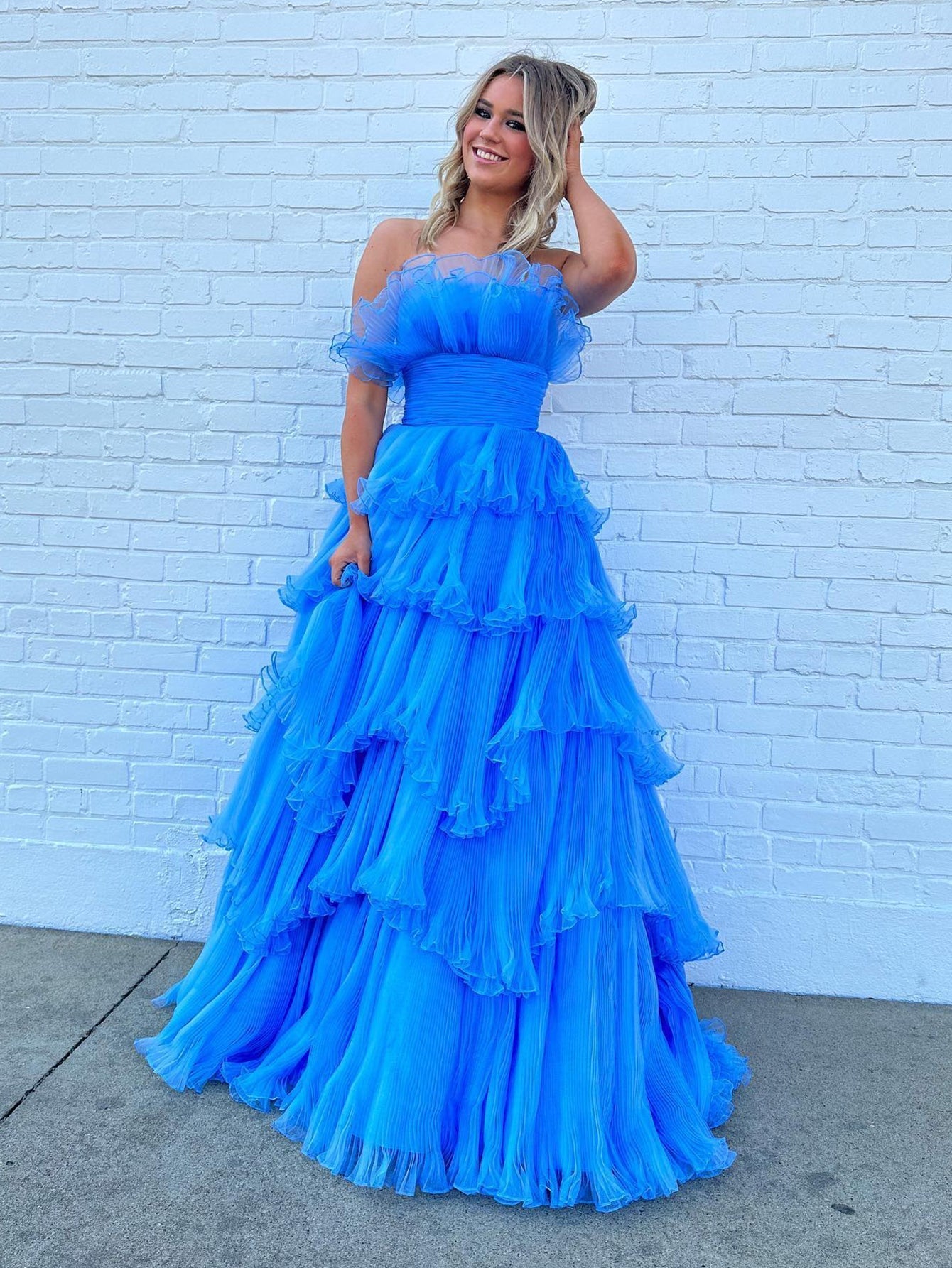 Dressime A Line Strapless Princess Tulle Tiered Layers Ruffles Long Pr dressime Dressime A Line Strapless Princess Tulle Tiered Layers Ruffles Long Pr dressime