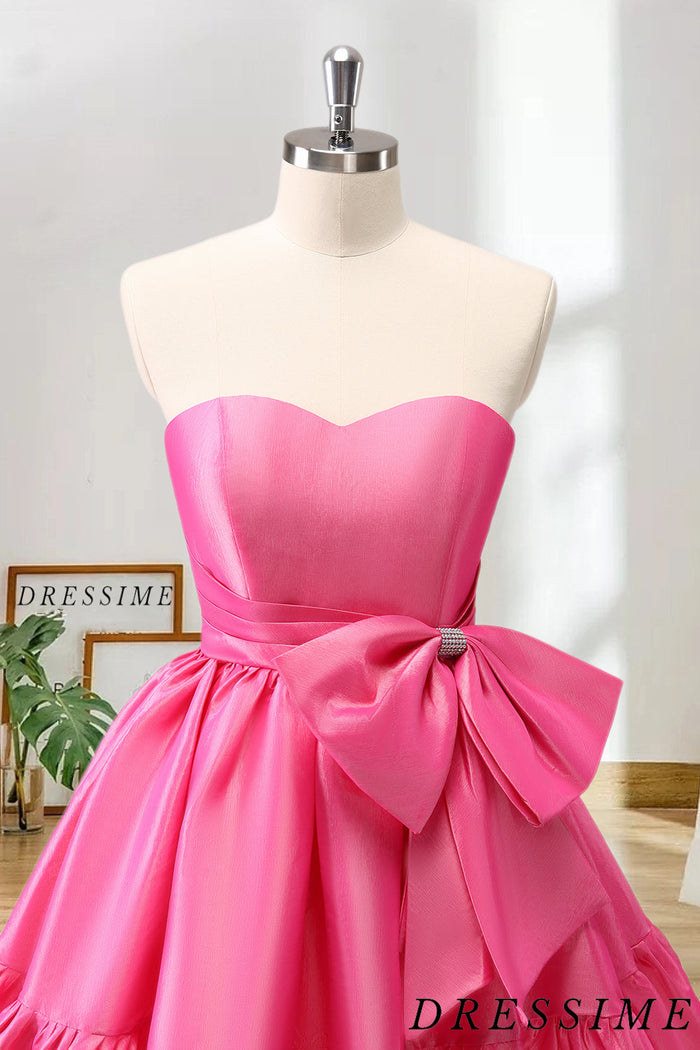 Simple Fashion Strapless Bow Design A-line Mini Party Dresses Homecoming Dresses, DP5862