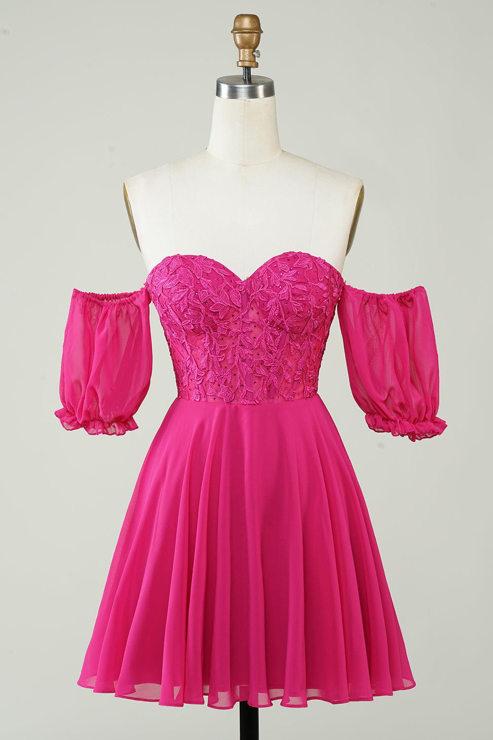 Dressime A Line Sweehteart Chiffon Short/Mini Homecoming Dress With Applique dressime