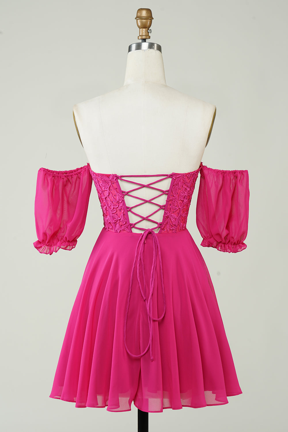 Dressime A Line Sweehteart Chiffon Short/Mini Homecoming Dress With Applique dressime