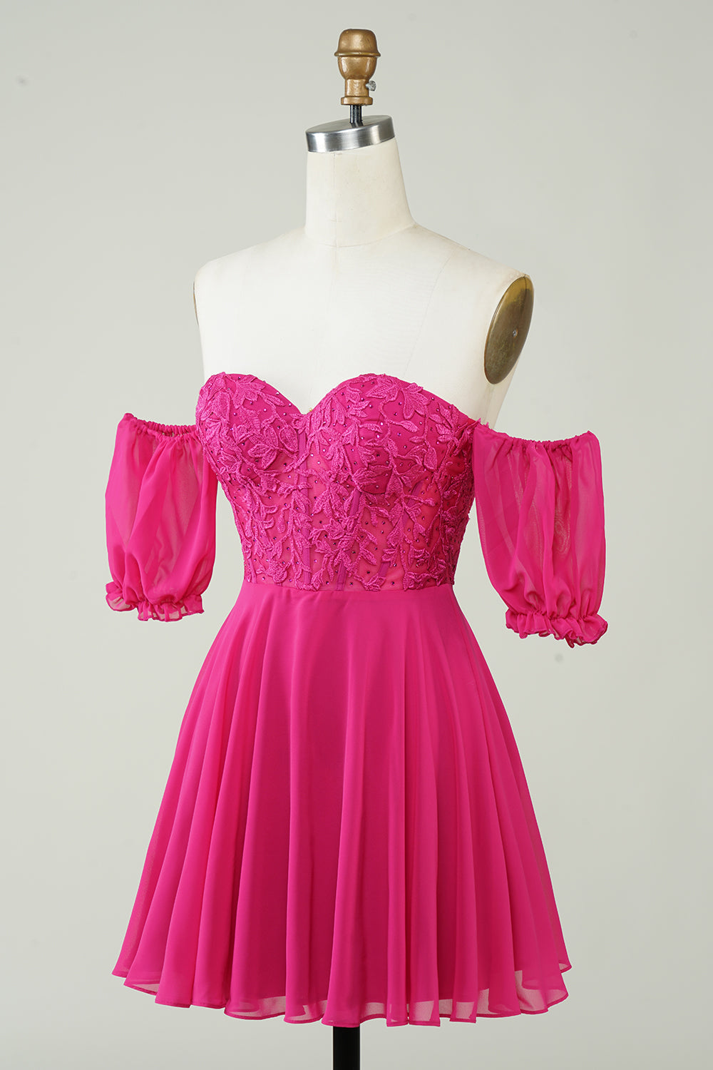 Dressime A Line Sweehteart Chiffon Short/Mini Homecoming Dress With Applique dressime