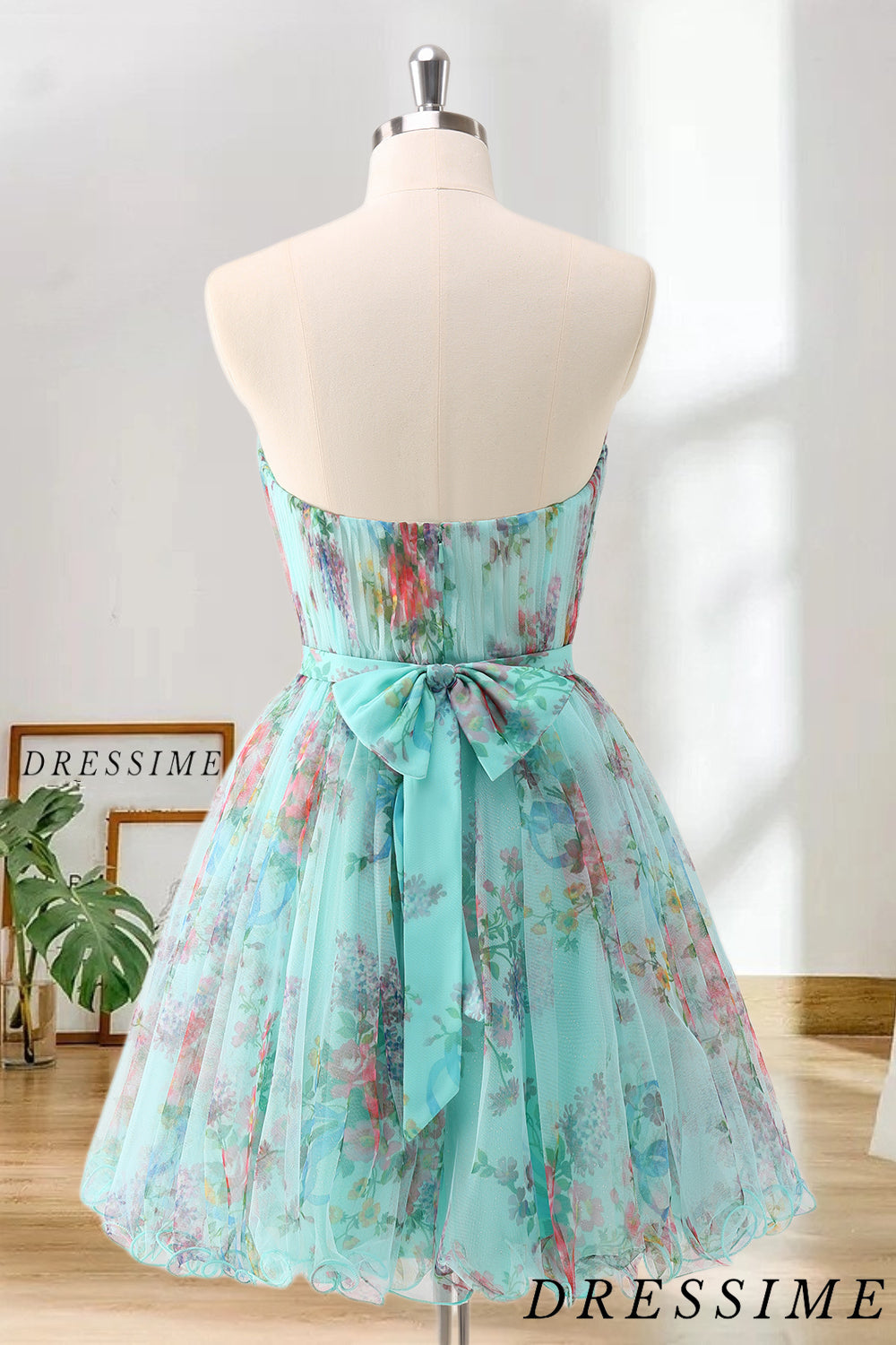 Dressime A Line Sweetheart Chiffon Floral Print Short/Mini Homecoming dressime Dressime A Line Sweetheart Chiffon Floral Print Short/Mini Homecoming dressime
