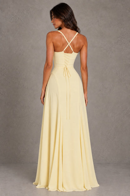 Dressime A Line Sweetheart Sleeveless Chiffon Maxi Prom Dresses