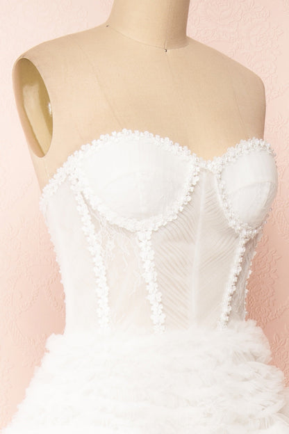 Dressime A Line Sweetheart Tulle Tiered Long Prom Dress dressime