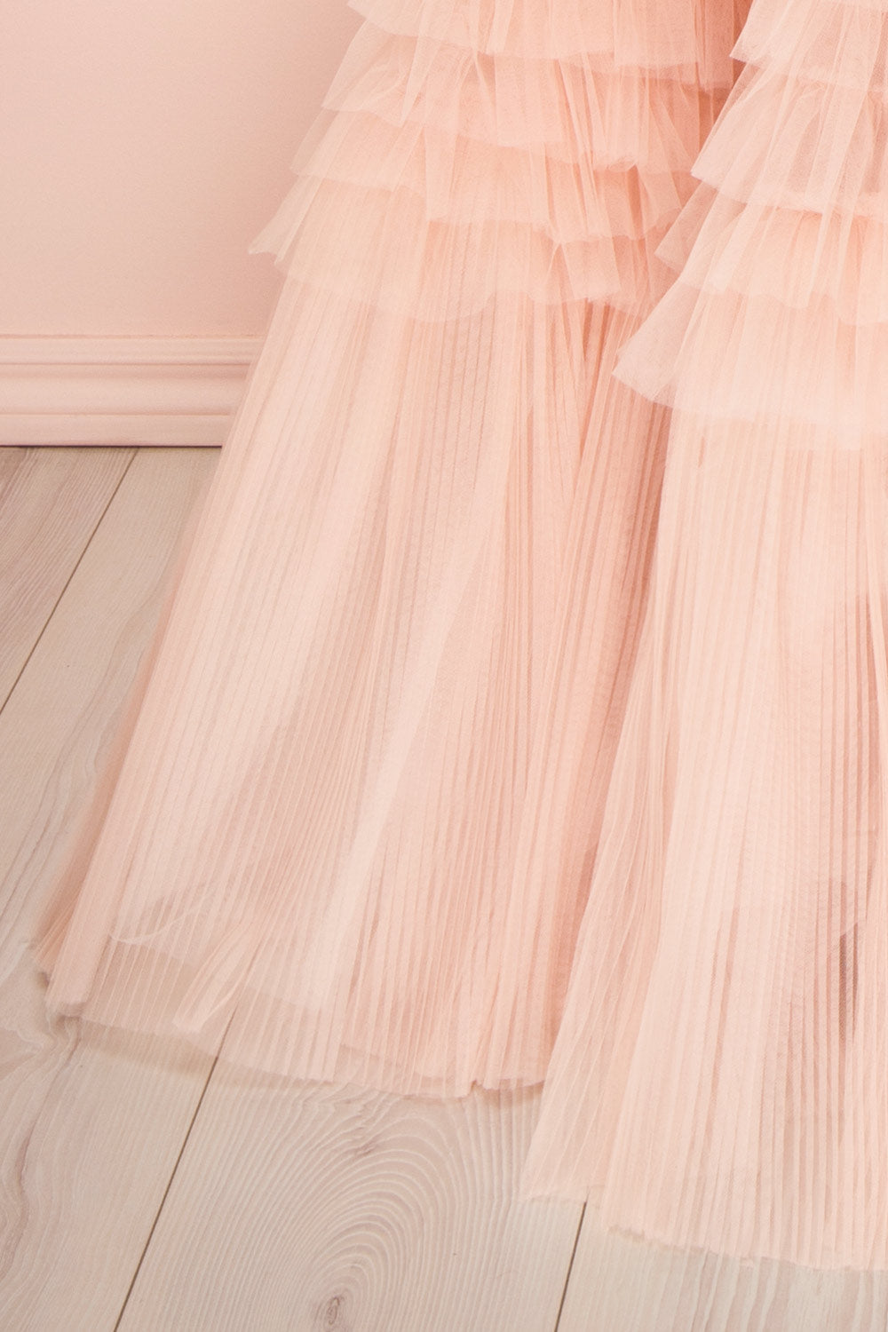 Dressime A Line Sweetheart Tulle Tiered Long Prom Dress dressime