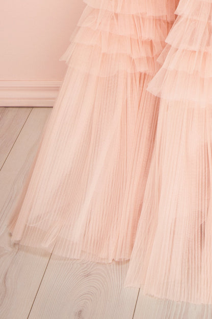 Dressime A Line Sweetheart Tulle Tiered Long Prom Dress dressime
