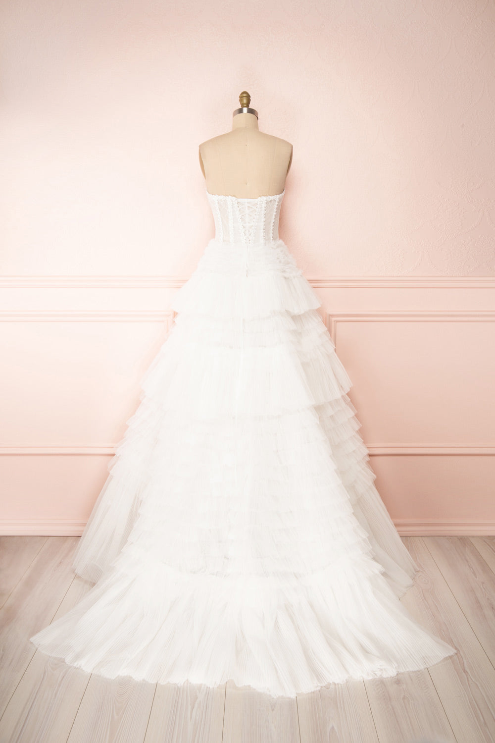 Dressime A Line Sweetheart Tulle Tiered Long Prom Dress dressime