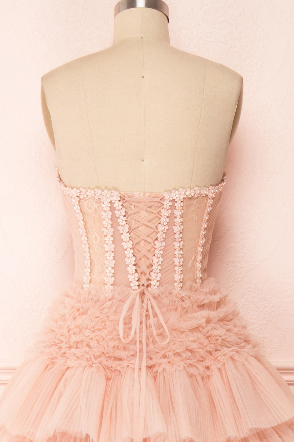 Dressime A Line Sweetheart Tulle Tiered Long Prom Dress dressime