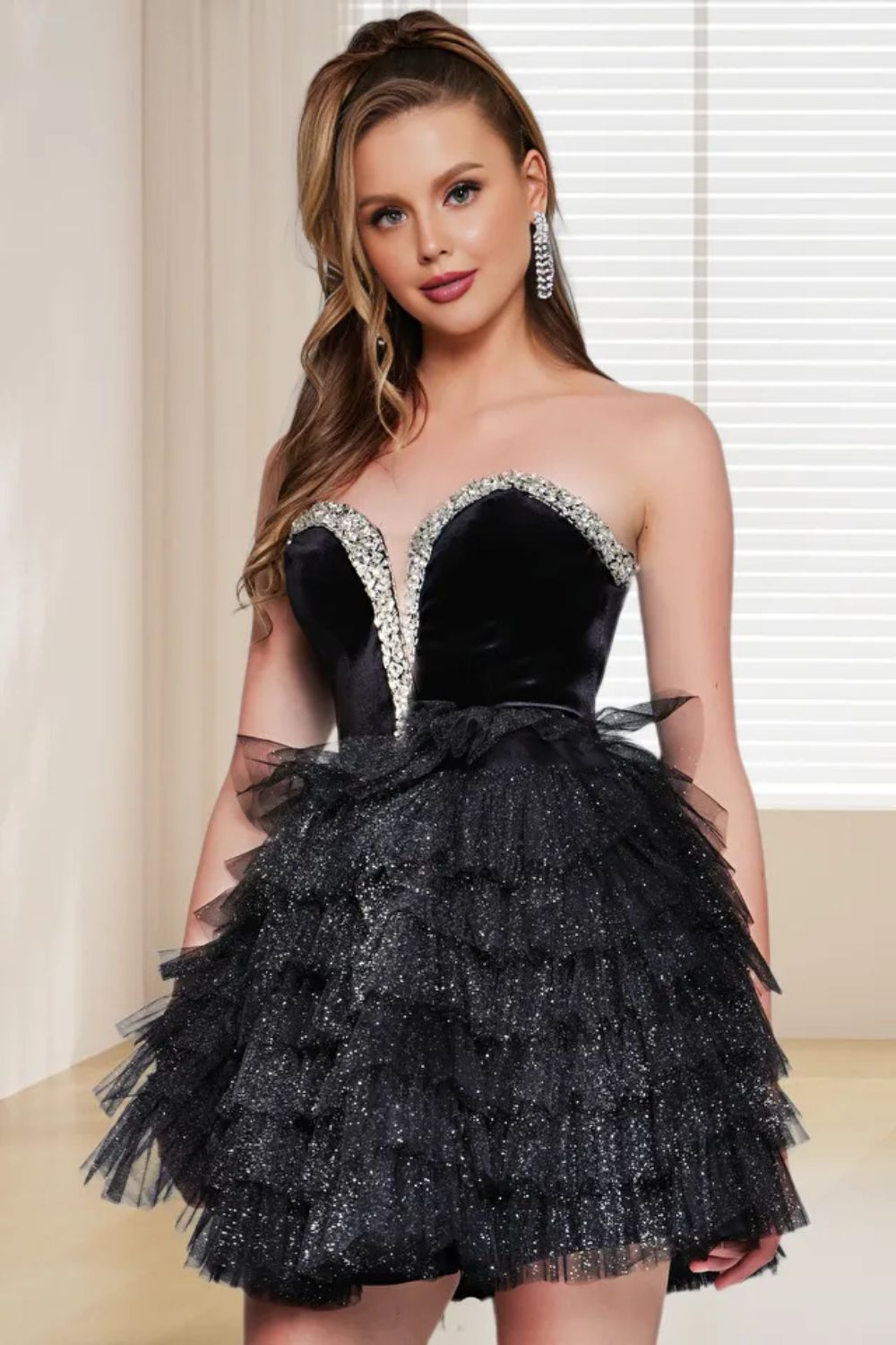Dressime A Line Sweetheart Tulle Tiered Short/Mini Homecoming Dress Wi dressime Dressime A Line Sweetheart Tulle Tiered Short/Mini Homecoming Dress Wi dressime
